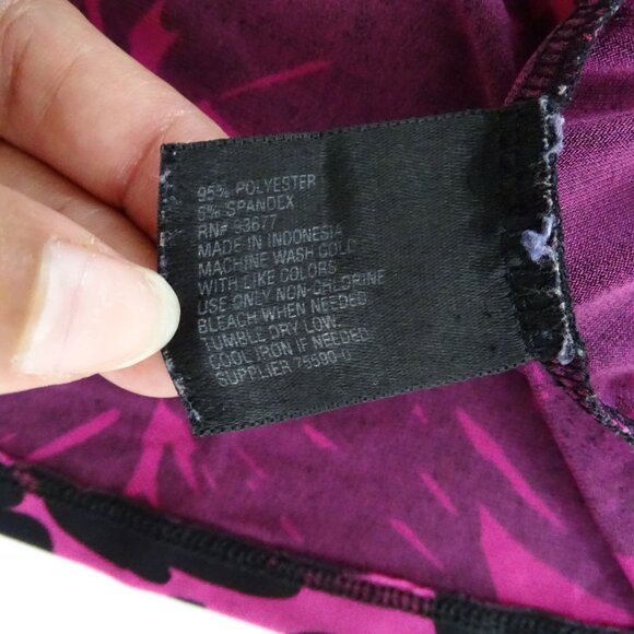 Worthington Black Purple Floral Print Top Women Size L Side Slits Work Casual - Picture 6 of 9